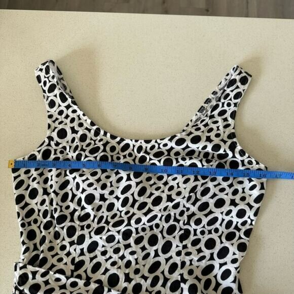 Vintage DBA-LA Sun Dress Overlap Wrap Tie Body Flattering Size S Black & White - Picture 9 of 15